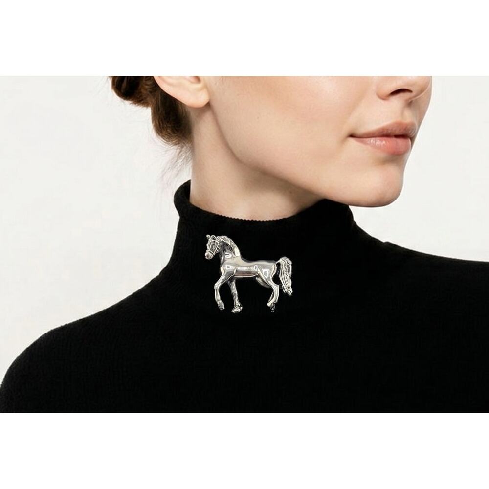 Sterling Silver Prancing Horse Brooch Pin
